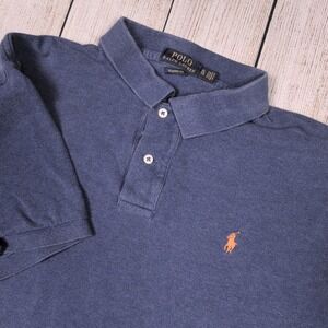 Polo Ralph Lauren Navy Polo with Orange Pony Shirt Short Sleeve Casual‎ XL